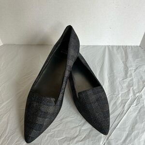 Stuart Weitzman Women's Slip On Flats Dark Gray Plaid Multicolor  9M